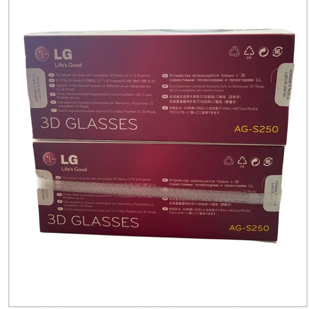 New Pair of LG AG-S250 3D Glasses/ only for LG 3D TV / Projector